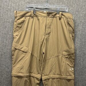 Under Armour HeatGear Mens 38 Tan Ripstop Convertible Cargo Hiking‎ Pants Loose